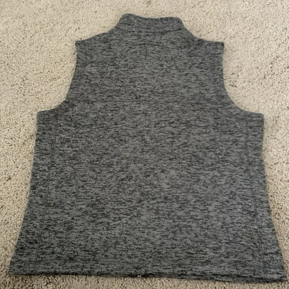 Lands End Full Zip Vest Men Large 42-44 Gray Knit Oeko-Tex Fleece Pockets Hiking